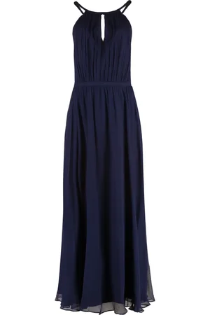 Ralph Lauren Sukienki, Kobieta, Niebieski, S, Sukienka maxi bez rękawów z wycięciem na dekolcie