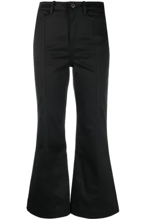 Proenza Schouler Spodnie, Kobieta, Czarny, S, Bawełna, Spodnie Cropped z Wysokim Stanem
