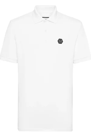 Philipp Plein Koszulki, Mężczyzna, Biały, 3XL, Bawełna, Polo Logo
