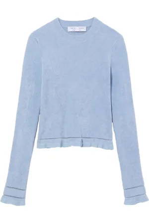 Proenza Schouler Swetry, Kobieta, Niebieski, L, Nylon, Niebieski sweter z golfem w stylu casual