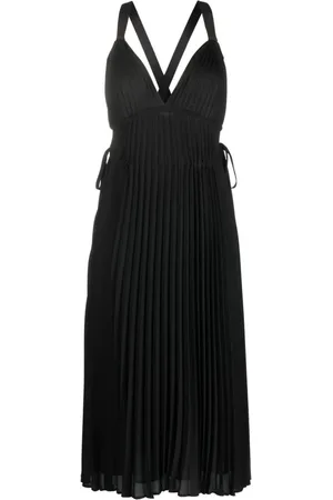 Proenza Schouler Sukienki, Kobieta, Czarny, 2XS, Poliester, Sukienka Tank z plisami Broomstick