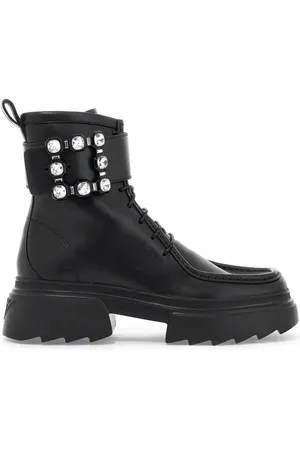 Roger Vivier Buty, Kobieta, Czarny, 39 EU, Kryształowe Sprzączki Skórzane Botki