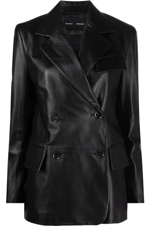 Proenza Schouler Kurtki, Kobieta, Czarny, XS, Skóra, Czarna skórzana marynarka casualowa
