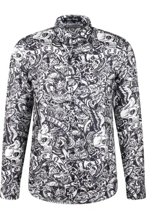 Philipp Plein Koszule, Mężczyzna, Wielobarwność, S, Koszula z jedwabiu Tattoo Slim Fit