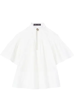 Proenza Schouler Bluzki, Kobieta, Biały, S, Bawełna, Biała bawełniana bluzka z plisowaniami