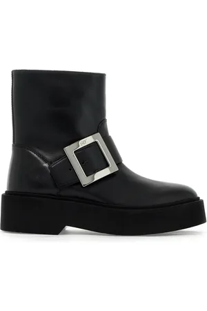Roger Vivier Buty, Kobieta, Czarny, 39 EU, Skórzane Buty Rangers z Platformą