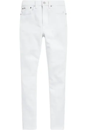 Ralph Lauren Spodnie, Kobieta, Biały, W26, Bawełna, Dopasowane jeansy z wysokim stanem