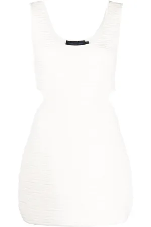 Proenza Schouler Sukienki, Kobieta, Biały, S, Poliester, Prążkowany top na ramiączkach