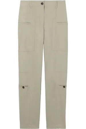 Proenza Schouler Spodnie, Kobieta, Beżowy, 2XS, Nylon, Szare spodnie casualowe z kieszeniami