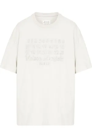 Maison Margiela Koszulki, Mężczyzna, Biały, S, Biała koszulka z haftowanym logo