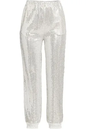 Pinko Spodnie, Kobieta, Szary, S, Nylon, Sequin Nylon Joggers
