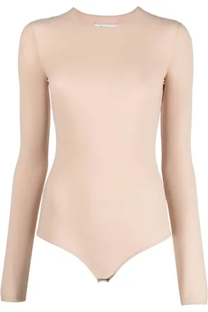 Maison Margiela Koszulki, Kobieta, Różowy, XS, Różowy bezszwowy body z długim rękawem
