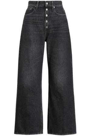 Ralph Lauren Jeansy, Kobieta, Szary, W28, Bawełna, Dżinsy z szerokimi nogawkami i wysokim stanem