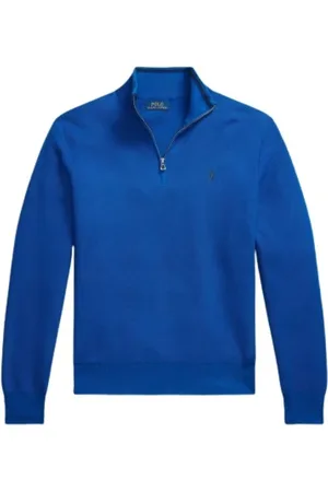 Ralph Lauren Swetry, Mężczyzna, Niebieski, XS, Bawełna, Sweter z półgolfem o splocie w kształcie plastra miodu