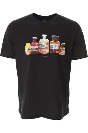 Paul Smith Koszulki, Mężczyzna, Czarny, M, Bawełna, T-shirt z okrągłym dekoltem z nadrukiem butelki