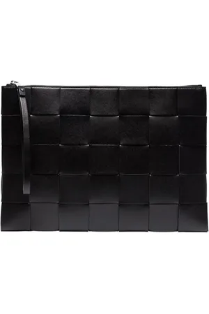 Bottega Veneta Torebki, Mężczyzna, Czarny, ONE SIZE, Przenośny Organizator Intrecciato Czarny/Srebrny
