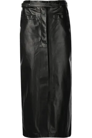 Proenza Schouler Spódnice, Kobieta, Czarny, S, Skóra, Skórzana spódnica z przodu