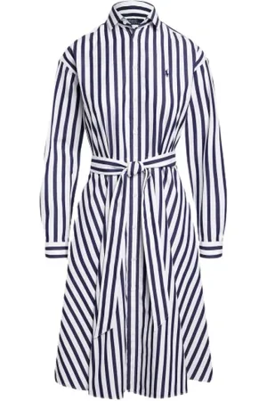 Ralph Lauren Sukienki, Kobieta, Niebieski, 3XS, Bawełna, Sukienka koszulowa w paski z bawełny