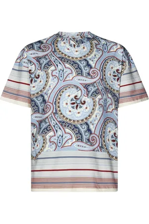 Etro Koszulki, Mężczyzna, Wielobarwność, L, Koszulka z Paisley Print i Paskami