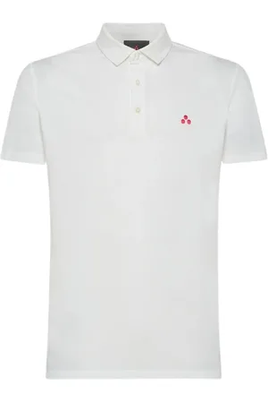 Peuterey Koszulki, Mężczyzna, Biały, M, Bawełna, Koszulka Polo z Haftowanym Logo