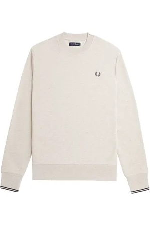 Fred Perry Swetry, Mężczyzna, Beżowy, L, Bouclé Sweter z Okrągłym Dekoltem