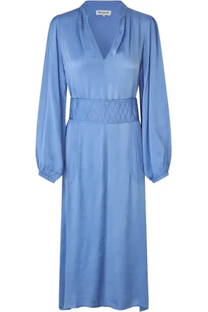 Lollys Laundry Sukienki, Kobieta, Niebieski, M, Elegancka Sukienka Parisll Midi Niebieska