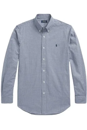Ralph Lauren Koszule, Mężczyzna, Niebieski, M, Bawełna, Bawełniana koszula w kratę gingham o kroju slim fit z dodatkiem stretchu