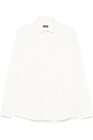 Ermenegildo Zegna Koszule, Mężczyzna, Biały, S, Luźna Bawełniana Koszula 02G