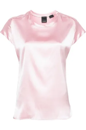Pinko Bluzki, Kobieta, Różowy, L, T-shirt Farida