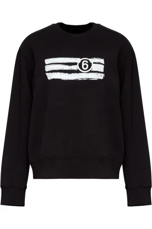 Maison Margiela Bluzy, Kobieta, Czarny, L, Czarny Sweter z Graficznym Nadrukiem