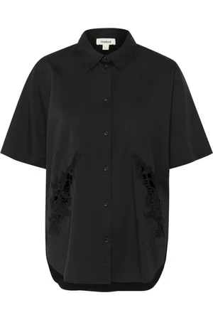 Soaked in Luxury Bluzki, Kobieta, Czarny, 2XL, Czarna bluzka koszulowa z krótkim rękawem