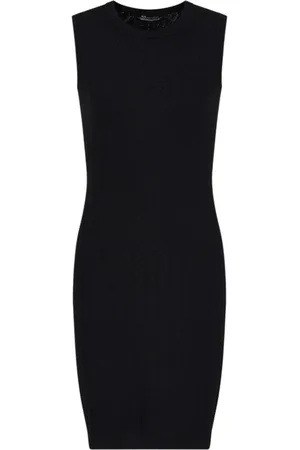 Armani Exchange Sukienki, Kobieta, Czarny, M, Czarna Średnia Długość Dres z Haftem Monogramu