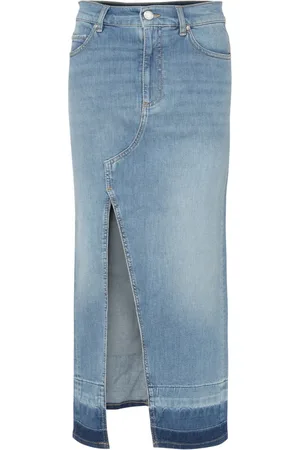 Pinko Spódnice, Kobieta, Niebieski, S, Denim, Długa spódnica jeansowa z rozcięciem Denim