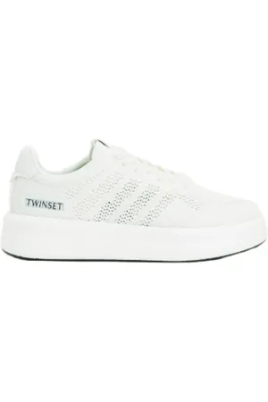 Twin-Set Buty, Kobieta, Biały, 40 EU, Białe Sneakersy z Wysoką Gumową Podeszwą