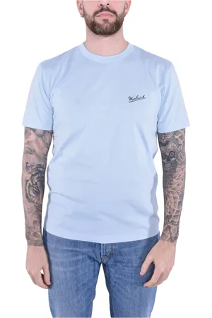 Woolrich Koszulki, Mężczyzna, Niebieski, M, Organiczna Bawełniana Koszulka z Logo