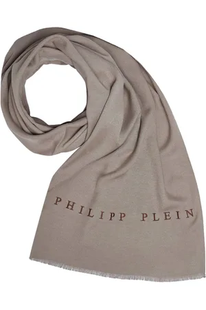 Philipp Plein Akcesoria, Kobieta, brązowy, ONE SIZE, Szal Apaszka Chusta z Haftowanym Logo