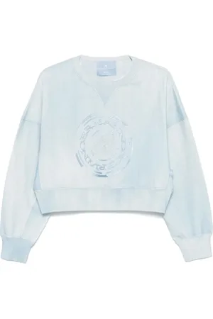 ERMANNO SCERVINO Bluzy, Kobieta, Niebieski, M, Stylowy Bawełniany Sweter z Długim Rękawem