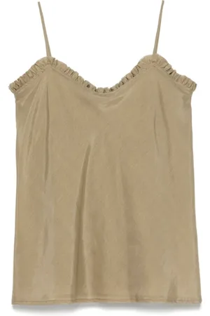 SEMICOUTURE Koszulki, Kobieta, Beżowy, XS, Beżowy Elegancki Top dla Kobiet