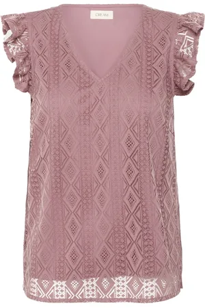 Cream Bluzki, Kobieta, Różowy, M, Poliester, Flounce Top Blouse Nostalgia Rose
