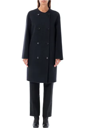 Serafini Płaszcze, Kobieta, Czarny, M, Wełna, Dwurzędowy płaszcz Grigio Aw 24