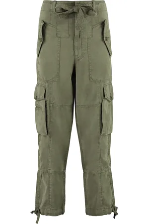 Ralph Lauren Spodnie, Kobieta, Zielony, S, Len, Regulowane spodnie cargo ze sznurkiem