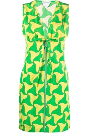 Bottega Veneta Sukienki, Kobieta, Wielobarwność, 3XS, Sukienka Papuga/Kiwi