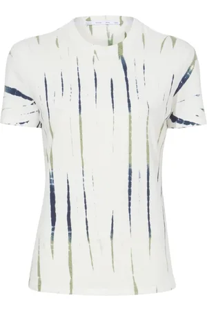 Proenza Schouler Koszulki, Kobieta, Biały, M, Bawełna, Koszulka w paski z efektem tie-dye