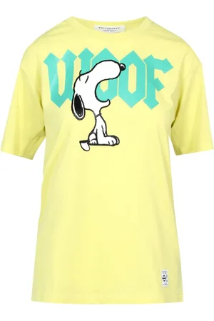Serafini Koszulki, Kobieta, Żółty, S, Bawełna, Koszulka Oversize z Nadrukiem Snoopy