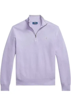 Ralph Lauren Swetry, Mężczyzna, Fioletowy, 2XL, Bawełna, Sweter z półgolfem o splocie w warkocze