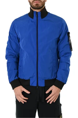 Peuterey Kurtki, Mężczyzna, Niebieski, L, Nylon, Agnel Bomber z Kontrastowymi Wstawkami