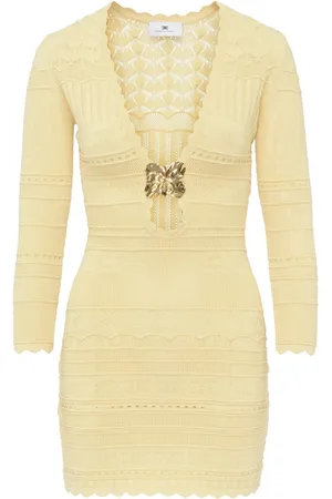 Elisabetta Franchi Sukienki, Kobieta, Żółty, M, Sukienka z dzianiny Lemonade