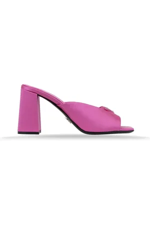 Prada Buty, Kobieta, Różowy, 36 EU, Skóra, Wsuwane sandały ze srebrnymi elementami