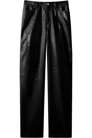 Proenza Schouler Spodnie, Kobieta, Czarny, M, Poliester, Czarne spodnie o prostym kroju z płótna