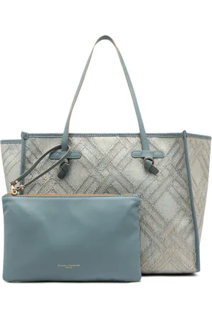 Gianni chiarini Torebki, Kobieta, Niebieski, ONE SIZE, Torba na zakupy z płótna i skóry